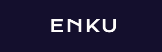 ENKU logo in blue background with white logo